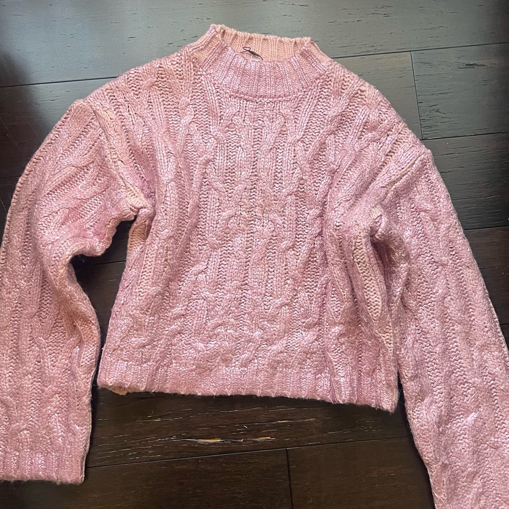 Zara Soft Pink Cable Knit Sweater